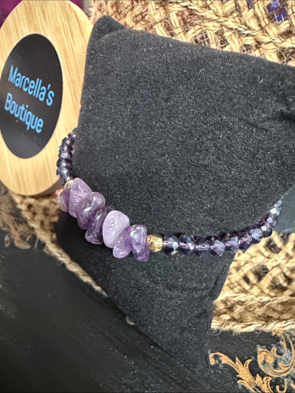 Purple Amethyst Chip Beaded Bracelet. 🆕